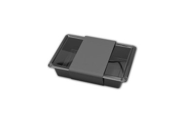 Tepsi için yatay konteynır beyaz arka planda izole edilmiş. Tasarımın için kullanması kolay katmanlı şablon dosyası, tanıtım. 3D görüntüleme. yemek tepsisi modeli.