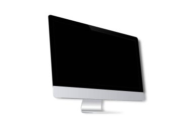 Bilgisayar monitörü beyaz arkaplanda izole edilmiş. Bilgisayar ekranı beyazda izole edildi. 3d oluşturma.