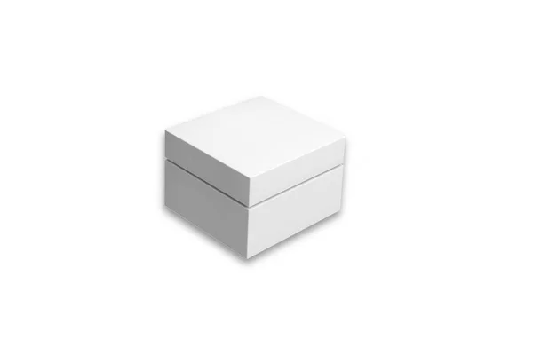 Blanco Lege Witte Gift Jewelry Box Mockup Geïsoleerd Witte Achtergrond — Stockfoto
