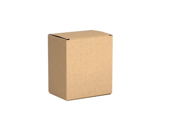 Packaging Brown Kraft Paper Shipping Box Mockup Template Closed Cardboard — Stock Photo, Image