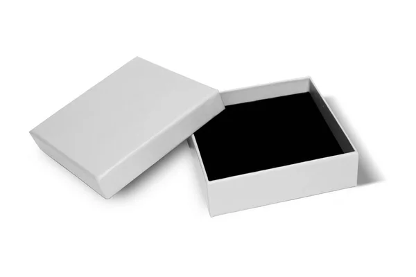 空白白色珠宝盒打开和关闭的模型隔离在白色背景 3D渲染 — 图库照片
