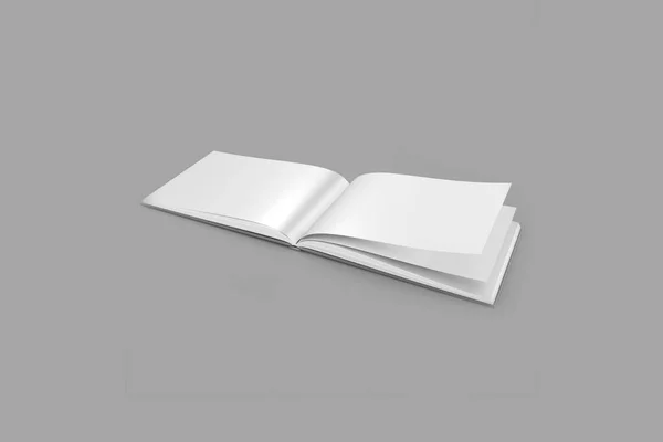 Lege Blanco Witte Soft Cover Landschapboek Mockup Geïsoleerd Een Grijze — Stockfoto