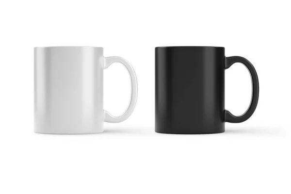 白を基調とした黒と白のマグカップモックアップ 3Dレンダリング — ストック写真
