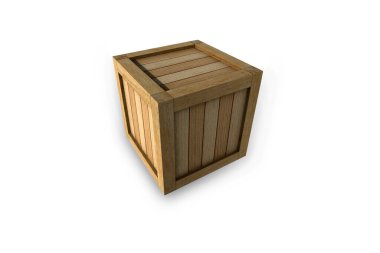 Tahta kutu modeli beyaz arka planda izole edildi. 3d oluşturma.