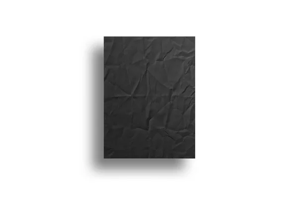 Prázdné Černé Zmačkané Papírové Makety Izolované Bílém Pozadí Vykreslování — Stock fotografie