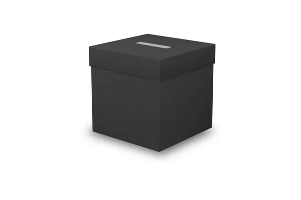 空白の黒い投票箱のモックアップは白い背景に隔離されています 3Dレンダリング — ストック写真