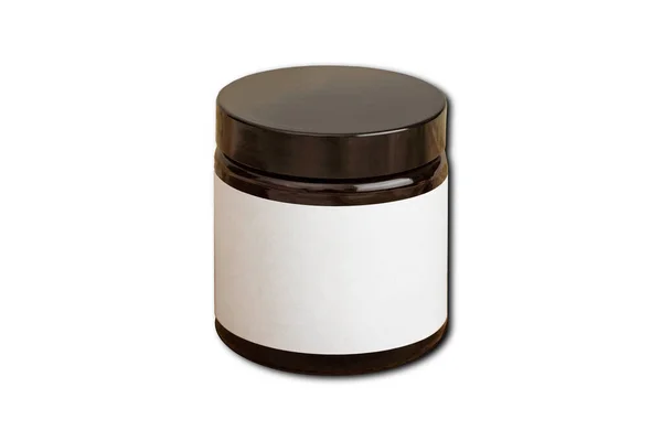 Amber Cosmetic Medical Jar Mockup Blank Label Isolated White Background — Stock fotografie