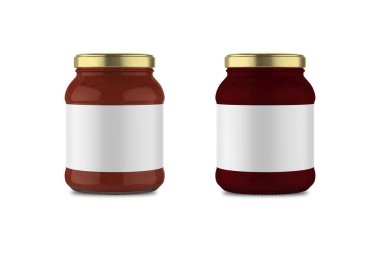 Tomato, pepper or chili paste jar mockup isolated on white background. 3d rendering.