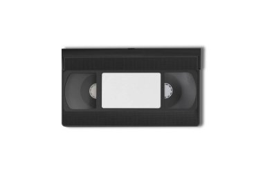 Boş beyaz video kaset modeli, izole edilmiş, üst görünüm, kırpma yolu. Vhs kaset kaset tasarım modelini temizle. Retro TV video kapağı şablonu. Yapıştırmalı analog film kutusu kopyası.