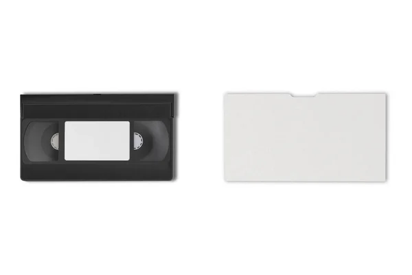 Blank White Video Cassette Tape Mockup Isolated Top View Clipping — Photo