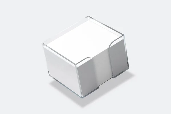White Note Isolated Empty Cube Block Mockup Rendering — 图库照片