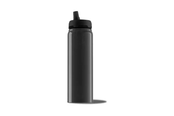 Plastic Black Sport Nutrition Drink Bottle Mock Isolated Grey Background — Fotografia de Stock