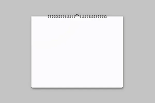 Blank White Horizontal Calendar Mock Front View Rendering Empty Almanac — Foto Stock