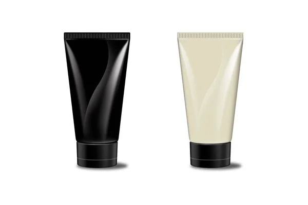 Black White Cosmetic Cream Tube Mockup Isolated White Background Rendering — 스톡 사진