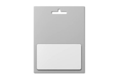 Blank gift card mockup template isolated on white background. 3d rendering.Blank white plastic card mockup inside paper booklet holder.