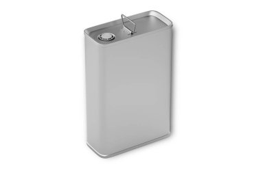 Metal kapaklı ve marka saplı boş metal teneke kutu. 3d oluşturma.