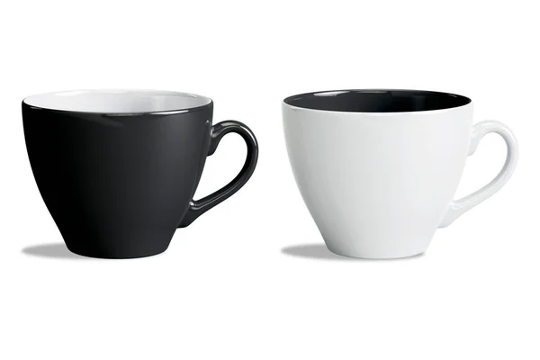 Λευκά Μαύρο Και Άσπρο Καφέ Κούπα Τσάι Mockup Απομονώνονται Λευκό — Φωτογραφία Αρχείου