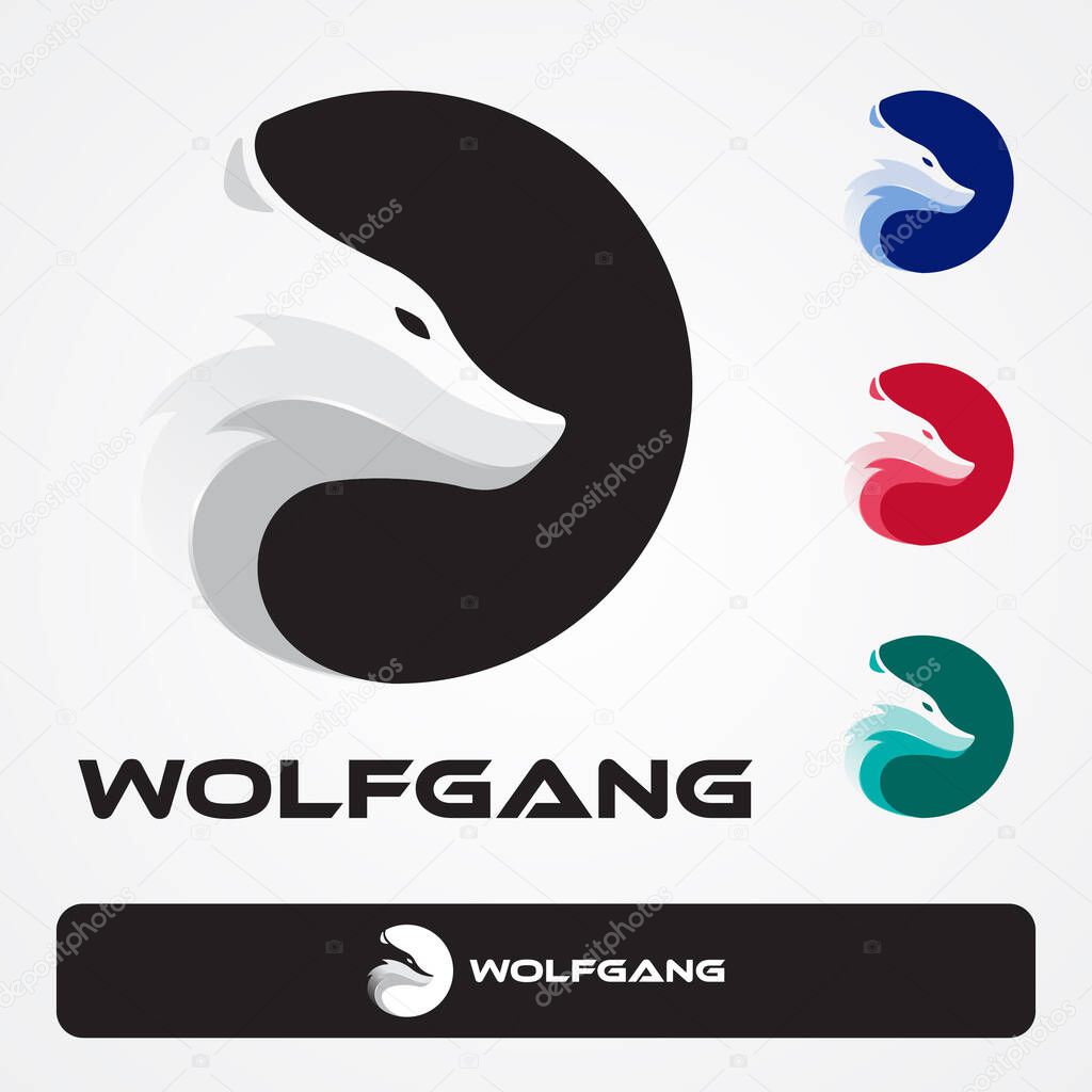 Illustration vector graphic of stylish wolf logo. good for apparel, outfit, gaming, community, adventure, computer logo
