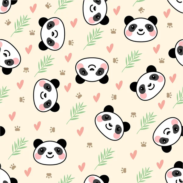 Premium Vector Cute Panda Seamless Pattern Soft Color Good Printing — Stockvektor