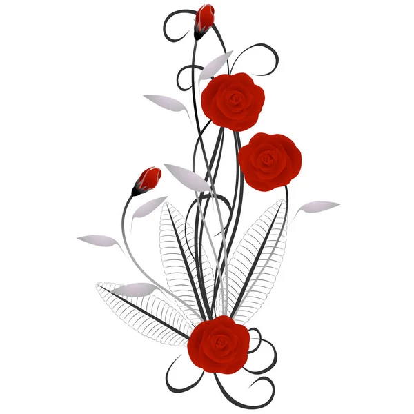 Floral Φόντο Κόκκινα Τριαντάφυλλα Στοιχείο Σχεδιασμού Λευκό Φόντο — Διανυσματικό Αρχείο