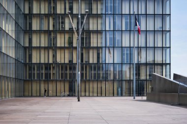 Bibliotheque Nationale Francois Mitterrand in Paris built in 1995, the landmark glass building  was designed by French architect Dominique Perrault as four open books.