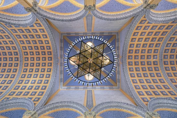 Edirne Turkey October 2021 Blue Yellow Ceiling View Grand Synagogue — стоковое фото