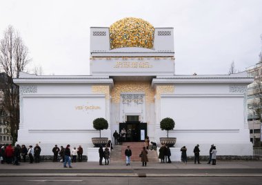 Vienna, Austria, Dec. 2019: The Secession Building, Wiener Secessionsgebaude - exhibition hall built in 1897 by Joseph Maria Olbrich as architectural manifesto for Vienna Secession.
