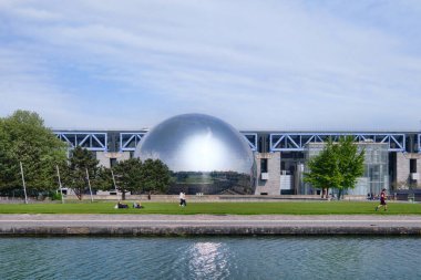 Paris, France - May, 2022: La Geode in the Parc de la Villette. Its a mirror-finished geodesic dome with an Omnimax theatre at the Cite des Sciences et de l Industrie