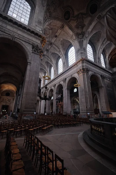 Париж Франция Май 2022 Года Вид Изнутри Потолок Церкви Сюльпис — стоковое фото