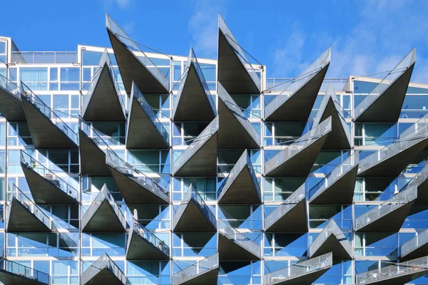 Copenhague Dinamarca Setembro 2022 Casas Com Varandas Triangulares Modernas Projetadas — Fotografia de Stock