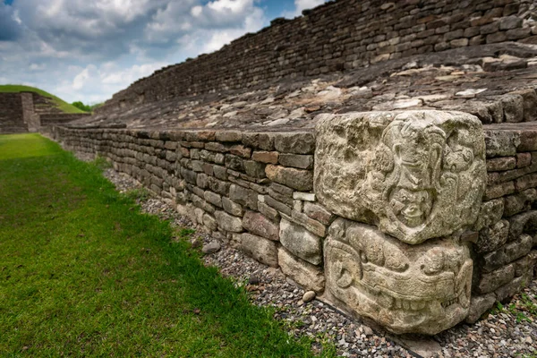 Detail Bas Relief Carving Ballcourt Tajin Archeological Site Papantla Veracruz — стокове фото