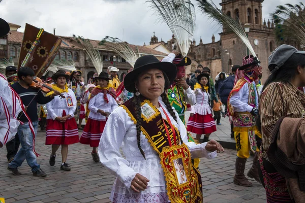 Cuzco Peru December 2013 Group People Wearing Traditional Clothes Masks Stock Photo