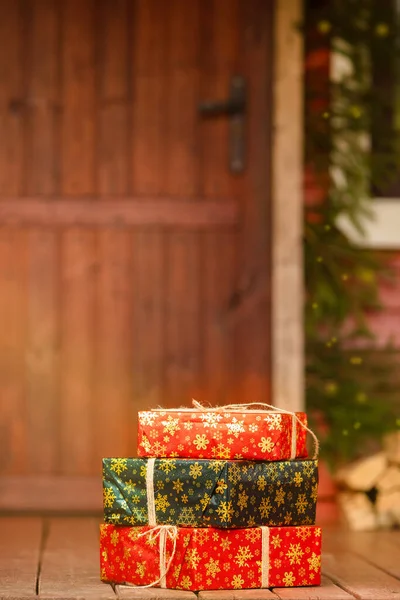 Las Compras Navidad Están Puerta Concepto Entrega —  Fotos de Stock