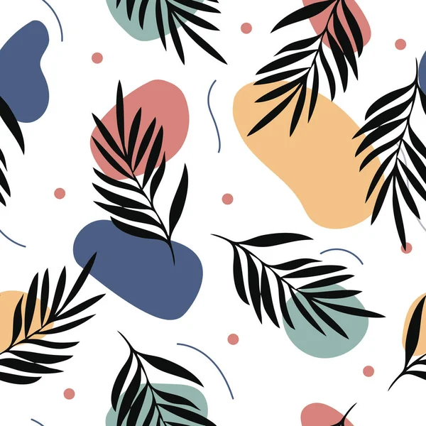 Абстрактные Тропические Пальмовые Листья Безшовный Узор Дизайн Печати Текстиля Ткани — стоковый вектор