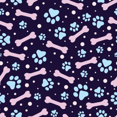 Kusursuz Pati İzi ve Kemik. Hayvan geçmişi. Vektör İllüstrasyonu