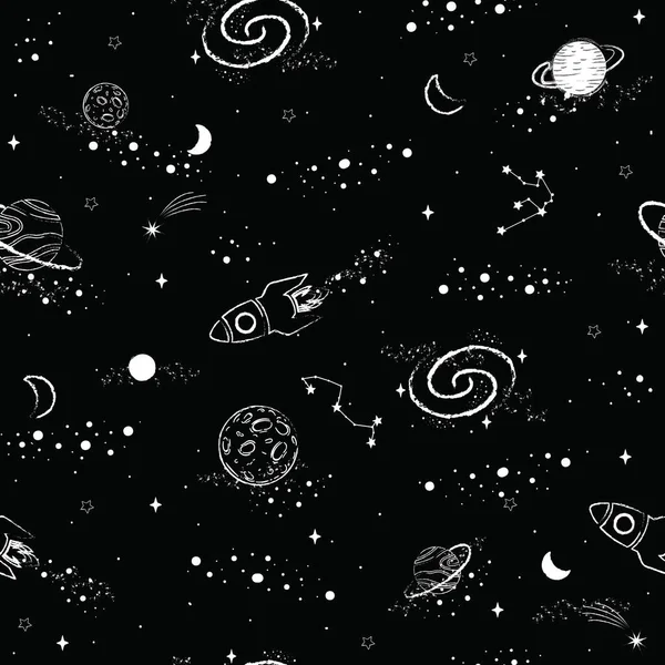 Constellations Motifs Dessinés Main Sans Couture Planète Ciel Étoilé Signes — Image vectorielle