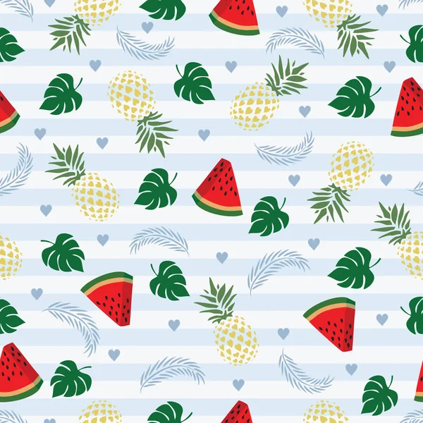 Vector Seamless Pattern Wassermelone Tropische Früchte Illustration — Stockvektor