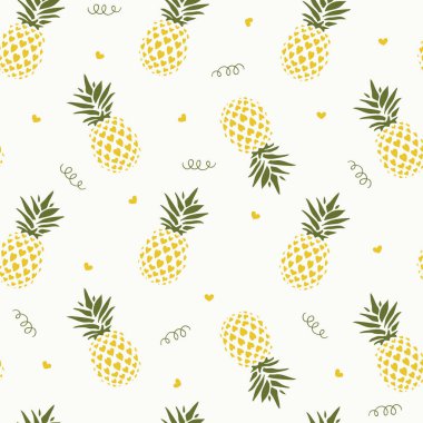 Arka plan, duvar kağıdı, giysi, ambalaj, kumaş için kusursuz Sevgi Ananas Meyvesi tasarımı