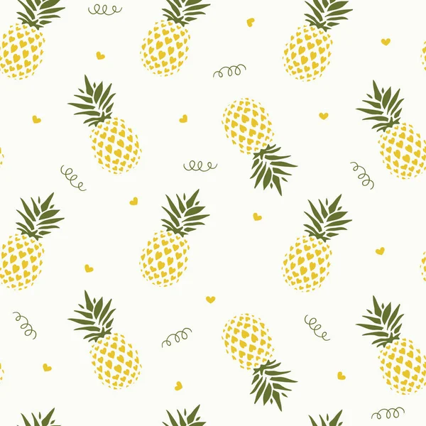 Seamless Pattern Love Pineapple Fruit Design Background Wallpaper Clothing Wrapping — Stock Vector