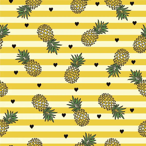 Nahtloses Muster Love Pineapple Fruit Design Für Hintergrund Tapete Kleidung — Stockvektor