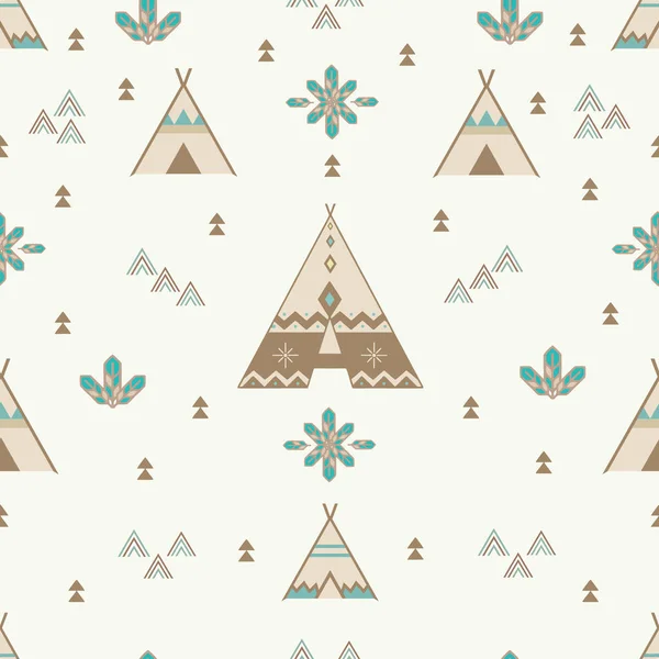 Bezszwowe Indian Woodland Strzałki Wzór Teepee Namiot Plemienny Aztec Design — Wektor stockowy