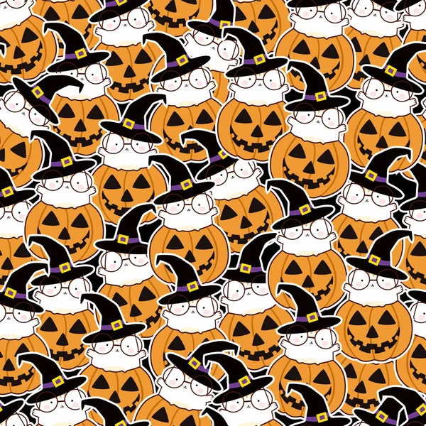 Nahtloses Muster Kawaii Süßem Katzenkostüm Für Halloween Karikatur Tiere Hintergrund — Stockvektor