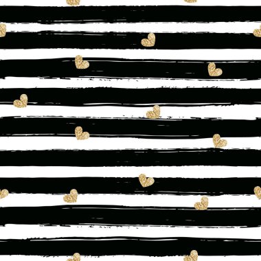 Altın parıldayan kalp çizgili fırça darbelerinde pürüzsüz desen