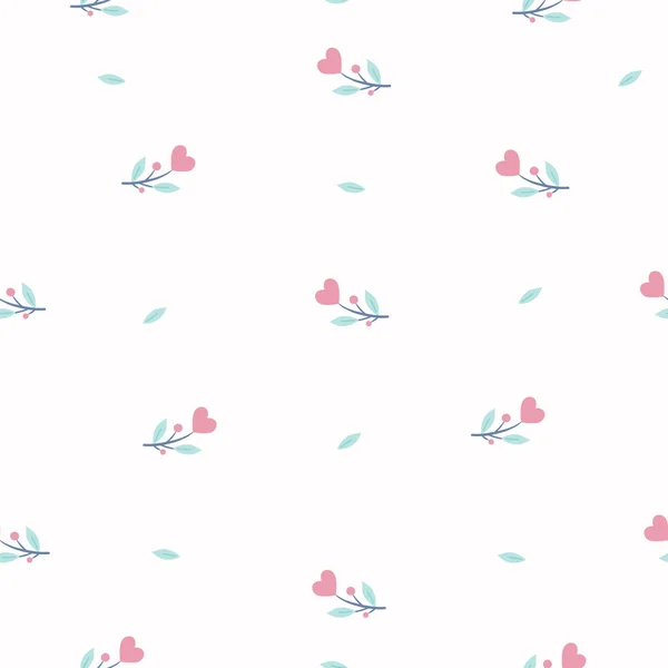 Бесшовный Узор Милый Цветок Сердца Белом Фоне Дизайн Скрапбукинга Украшения — стоковый вектор