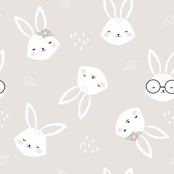 无缝图案快乐可爱的兔子 设计为剪贴簿 纸制品 面料和所有您的创意项目 病媒图解 — 图库矢量图片