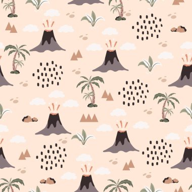 Kusursuz desenli dağ ve ağaçlar arka plan, koleksiyon defteri, dekorasyon, kartlar, kağıt ürünleri, arka plan, duvar kâğıdı, ambalaj, kumaş ve tüm yaratıcı projeler için tasarım. Vektör İllüstrasyonu