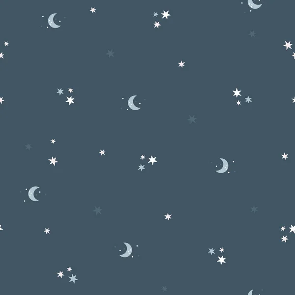 Nahtloses Muster Mit Mond Und Sternen Vektor Illustration Design Für — Stockvektor