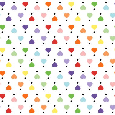 Seamless pattern colorful of hearts. Design for scrapbooking, decoration, cards, paper goods, background, wallpaper, wrapping, fabric and all your creative projects. Vector Illustration