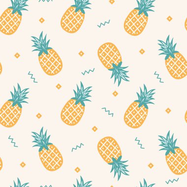 Seamless pattern pineapples freshness. Design for scrapbooking, decoration, cards, paper goods, background, wallpaper, wrapping, fabric and all your creative projects. Vector illustration