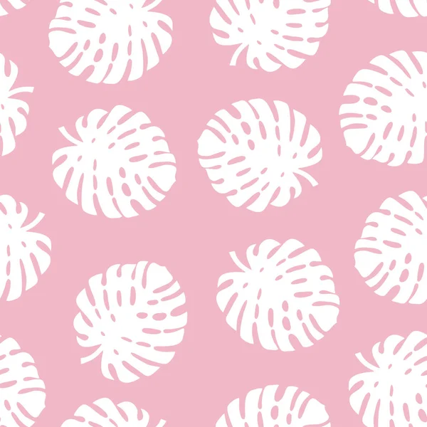 Seamless Pattern Tropical Leaves White Leaves Pink Background Design Scrapbooking — Stockvektor